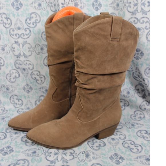 Universal Thread Shoes - Universal‎ Thread Tan Faux Suede Slouch Western Boots Pointed Toe Size 10